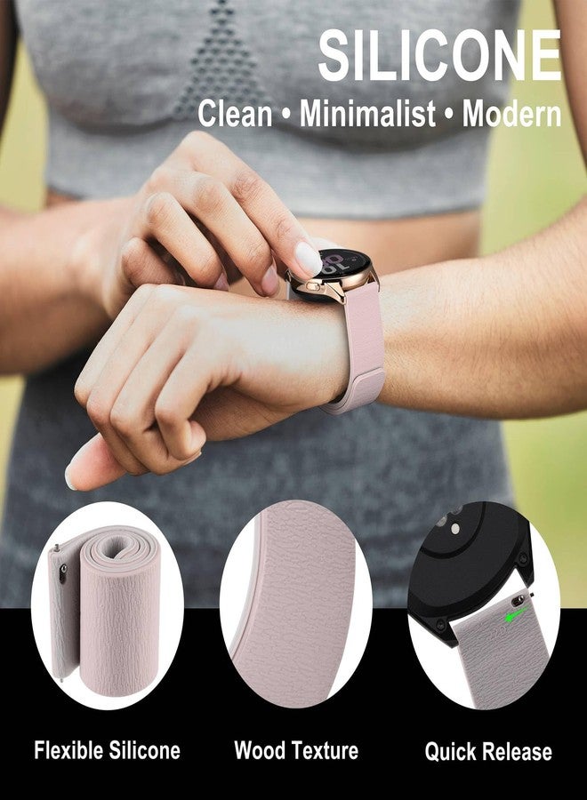 WOCCI 20mm Magnetic Watch Band, Wood Grain Silicone, Quick Release (Pink+Starlight) - Image 4