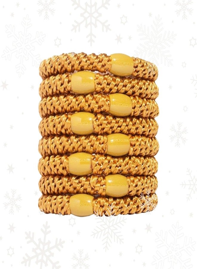 L. Erickson Gold Hair Ties for Thick Hair, Grab & Go Ponytail Holders, 8 Pack, Metallic, Thick No-Crease Bands with Strong Hold, Damage-Free Design, Sunny Polished Look | L. Erickson - Image 1