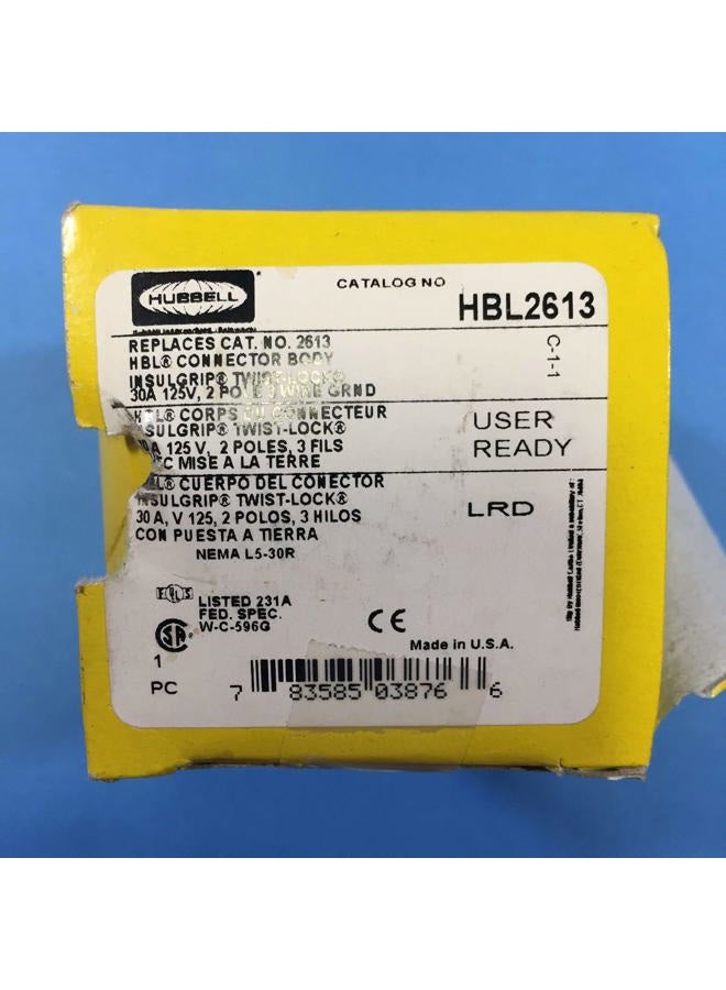 Hubbell HBL2613 Locking Devices, TwistLock, Industrial Grade, Female Connector Body, Screw Terminal, 30 amp, 125V, 2 Pole, 3 Wire Grounding, L5-30R, Black and White - Image 2