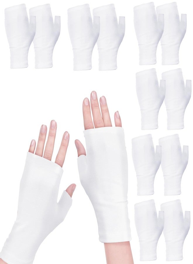 JDVBDNK 6 Pairs Fingerless Eczema Gloves Moisturizing Gloves for Adults Fingerless Cotton Gloves Washable and Reusable Eczema Sleeves Cotton Gloves Overnight Dry Hands for Adults Eczema (White) - Image 1