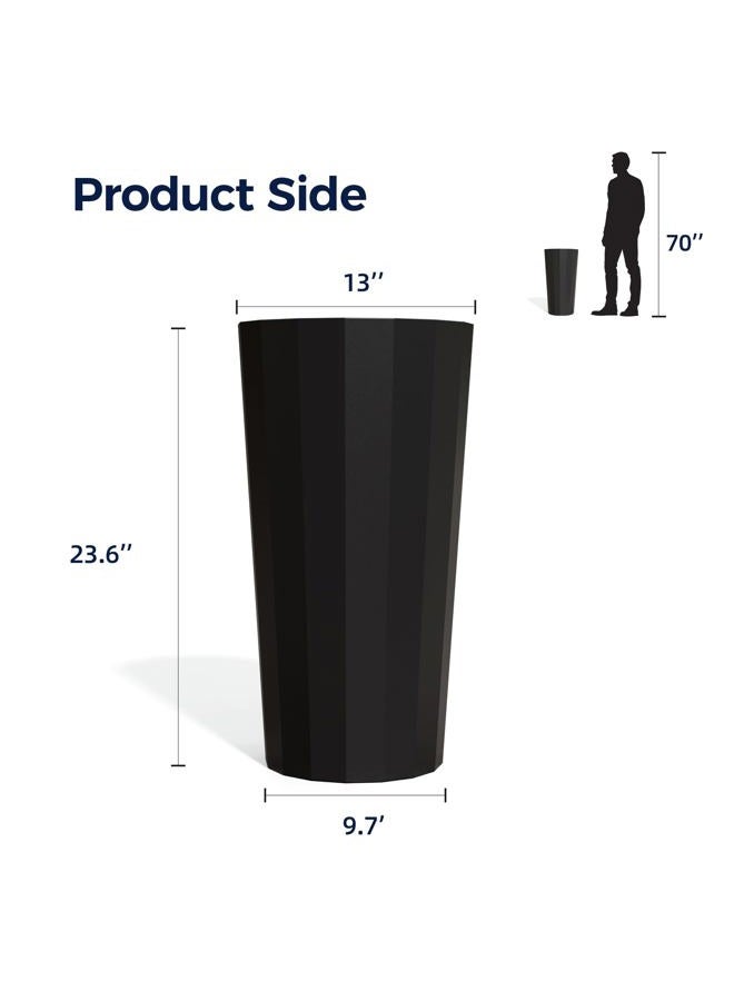 Trygoal 23.6" Tall Planters for Outdoor Plants, Large Outdoor Planters for Porch Decor with Drainage Hole, Wide Stripe Design Flower Pots Fits Indoor Plants Patio/Garden, Plastic Black (2 Pack) - Image 2