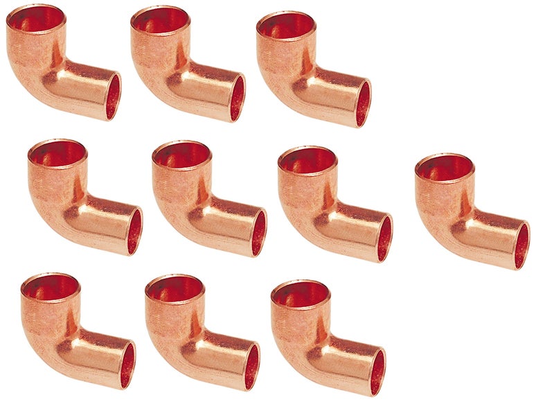 EZ-FLUID 10pack EZFLUID Plumbing 1 FTG X C LF Short Radius Wrot Copper Street 90 Degree Elbow Pressure Copper Fittings With Fitting x Sweat Solder Copper Pipe Connection For ResidentialCommercial - Image 2