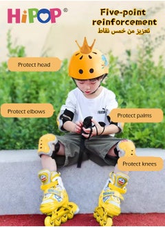 هيبوب خوذة أطفال لعربات الأطفال وألواح التزلج والدراجات، معدات حماية لركوب الأطفال قابلة للتعديل سبعة في واحد، تحمي الرأس والركبتين والمرفقين والمعصمين، مع زخرفة التاج، معدات حماية دراجات الأطفال، من 3 إلى  - Image 2