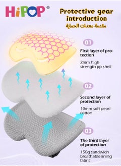 هيبوب خوذة أطفال لعربات الأطفال وألواح التزلج والدراجات، معدات حماية لركوب الأطفال قابلة للتعديل سبعة في واحد، تحمي الرأس والركبتين والمرفقين والمعصمين، مع زخرفة التاج، معدات حماية دراجات الأطفال، من 3 إلى  - Image 4
