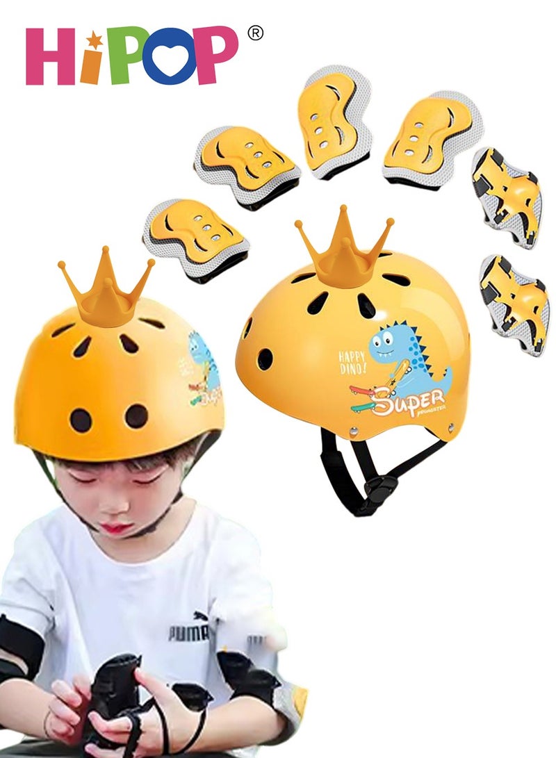 HIPOP 7 in 1 Kids Helmet of Scooter,Skateboard and Bike,Adjustable Children Riding Protective Gear,All-Round Protection,Send Crown Ornament,Children's Bicycle Protection Equipment 3-14 Age - Image 1