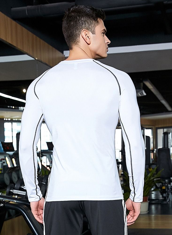 Loquat Men Quick Dry Breathable Sports Long Sleeve T-Shirt White  - Image 3