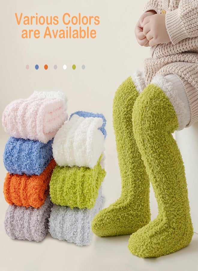 PLZSITDOWN Kid Fuzzy Knee High Socks Toddler Boys Grils Cozy Slipper Socks Soft Baby Winter Long socks White - Image 2