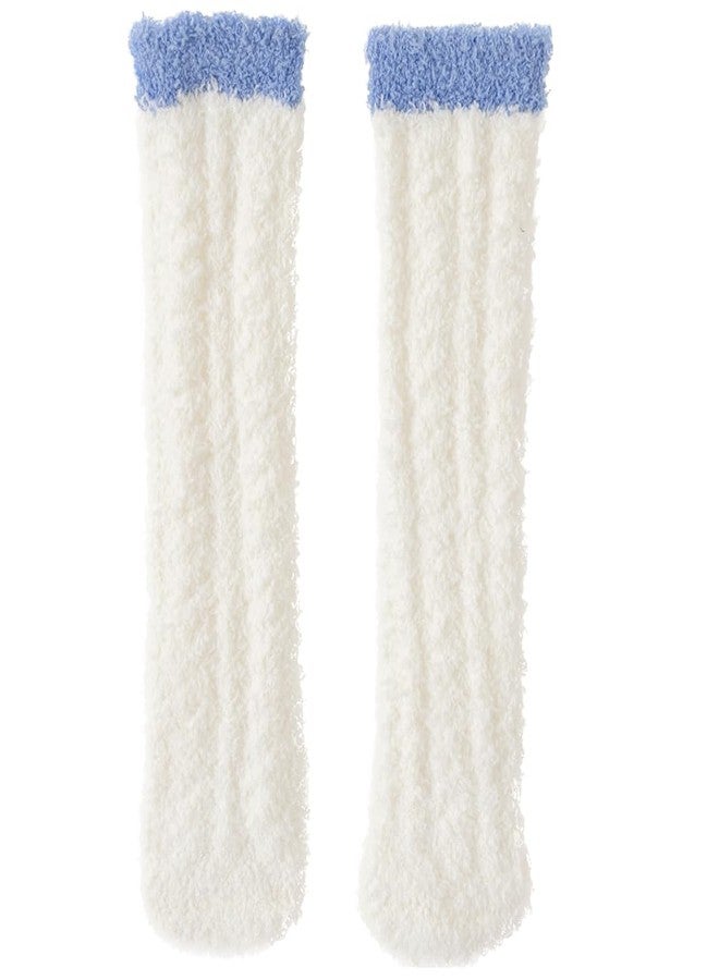 PLZSITDOWN Kid Fuzzy Knee High Socks Toddler Boys Grils Cozy Slipper Socks Soft Baby Winter Long socks White - Image 1