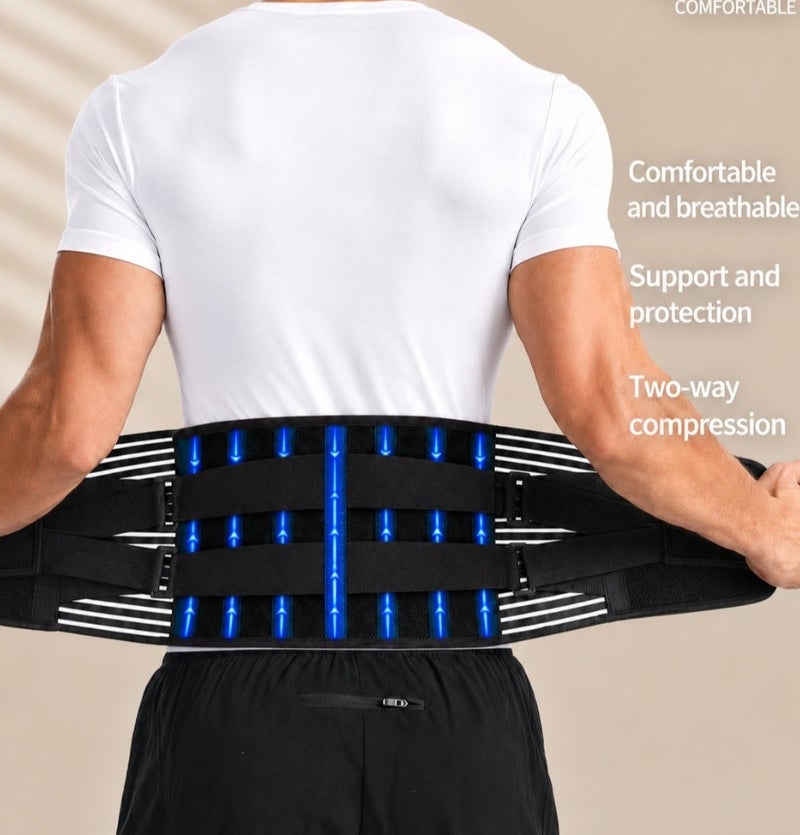 HASTE Steel Plate Back Support Belt - Lumbar Brace with Spring Stays - Breathable - Size S - Black - Image 2