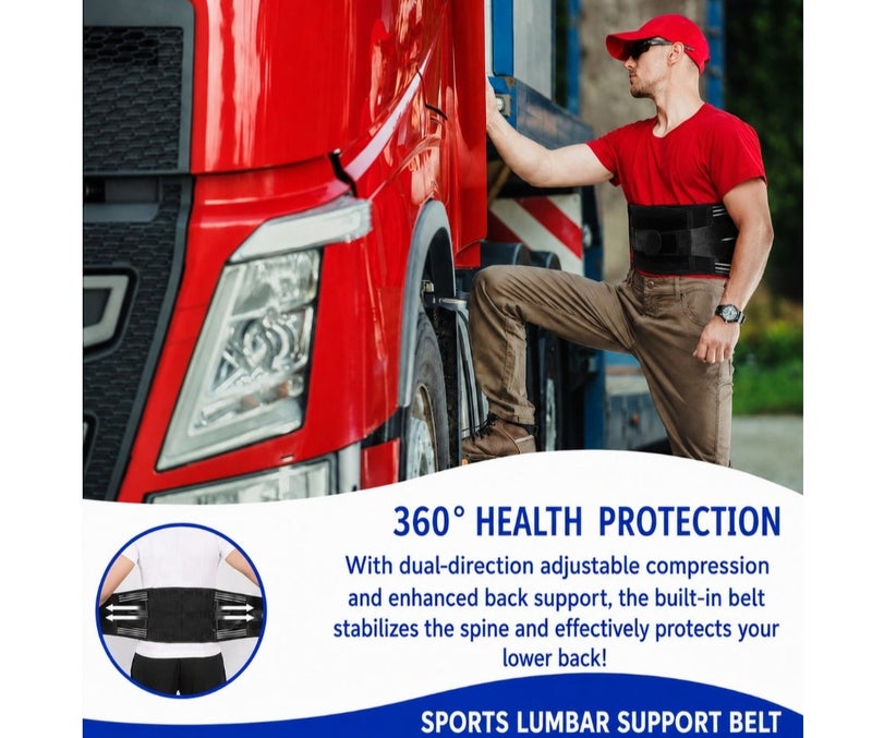HASTE Steel Plate Back Support Belt - Lumbar Brace with Spring Stays - Breathable - Size S - Black - Image 4