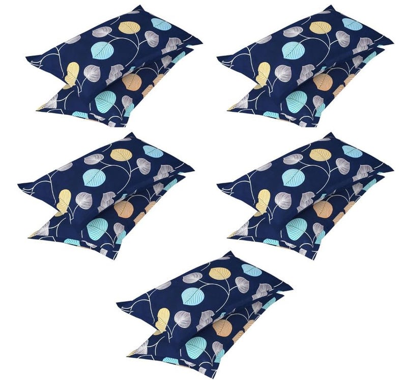 VAS COLLECTIONS 10 Pcs Cotton Floral Pillow Cover Set (5 Pairs) | 180 TC Supersoft Brushed Microfiber - Breathable & Wrinkle Free - 10 Pcs Set | Dark Blue - Image 5