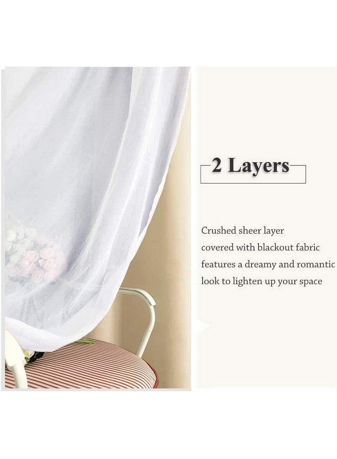 BFAM Sheer Solid Curtains Blackout - Heavy-Duty Light Block Curtain Panels Pair with Grommet Top for Bedroom, Set of 2 (Beige, 7 Ft) - Image 5