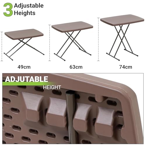 Livzing 2.5 Ft Lenght | Height Adjustable Folding Picnic Table | Heavy-Duty HDPE Plastic & Metal Frame | Foldable Patio Table | Portable Outdoor Camping Table for Garden, Travel, Parties - Image 4