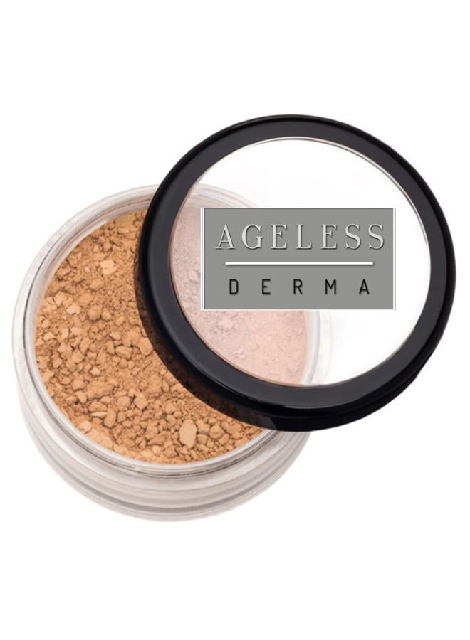 Ageless Derma Mineral Face Powder Foundation Makeup. Natural Full Coverage Loose Foundation with Vitamin and Green Tea. Made in USA - Image 1