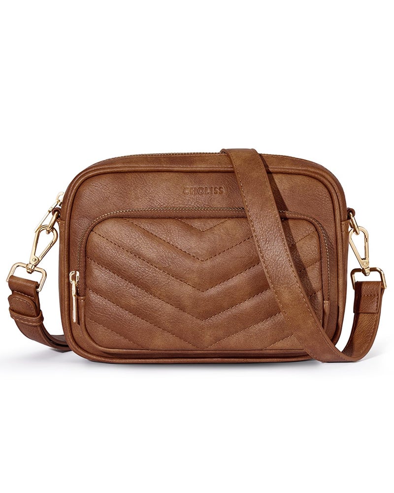 CHOLISS Quilted Crossbody Bags for Women RFID Vegan Leather Travel Purse Small Shoulder Handbags with Built in Wallet - Image 1