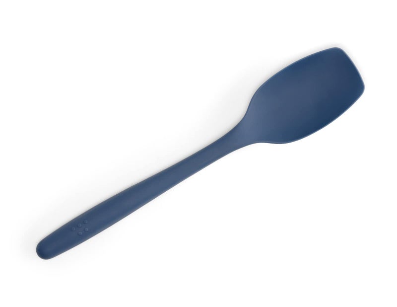 Misen Spoontula: hybrid for stirring  spooning  folding  and flipping. It's heat resistant  nonstick  with a rubber scraper  perfect for baking  easy care  and easy to use - 4 tools in one! - Blue - Image 1