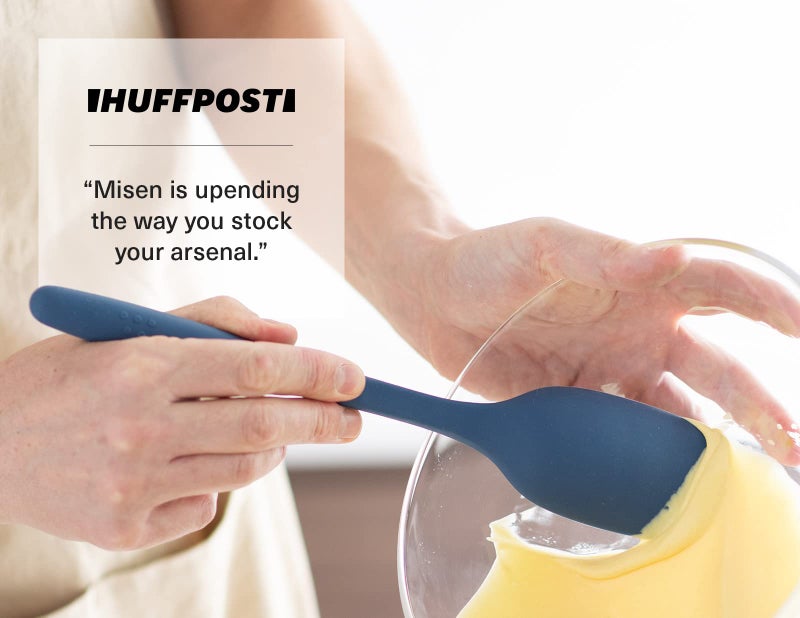 Misen Spoontula: hybrid for stirring  spooning  folding  and flipping. It's heat resistant  nonstick  with a rubber scraper  perfect for baking  easy care  and easy to use - 4 tools in one! - Blue - Image 5