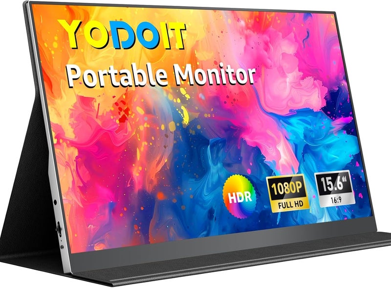 Yodoit Personal & public compatible Portable Monitor 15.6" FHD 1080P Screen IPS 1920×1080 Display with Type C USB Port and Speakers with Smart Cover, Compatible with PC, Laptop, MacBook, Xbox High strength upgraded material - Image 1
