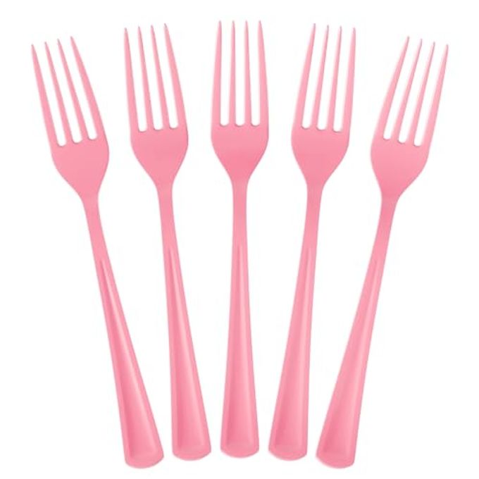 Exquisite Pink Plastic Silverware Heavy Duty 160 Pieces Pink Disposable Silverware Heavy Duty, Utensil Sets, 80 Forks, 40 Knives & 40 Spoons Disposable Cutlery Set For Party Supplies