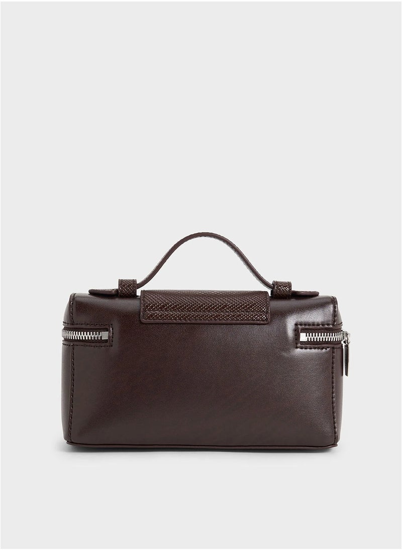 Charles & Keith Arwen Box Tote - Burgundy  - Image 4