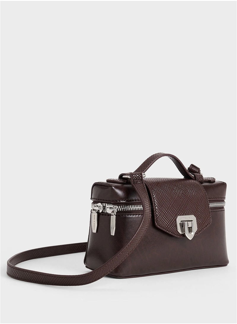 Charles & Keith Arwen Box Tote - Burgundy  - Image 3