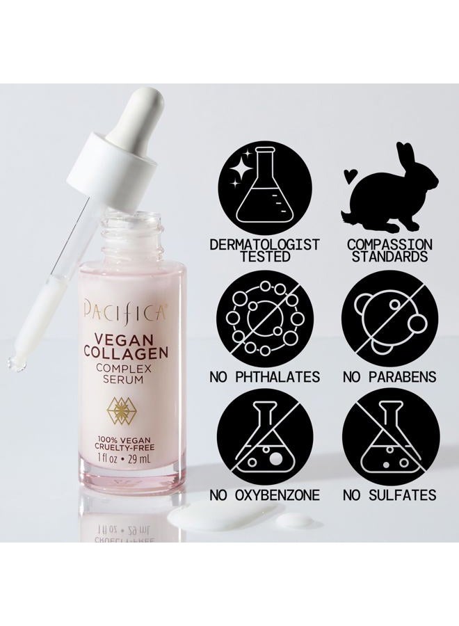 Pacifica Vegan Collagen Complex Face Serum Anti Aging Hydrating Serum w/Hyaluronic Acid for Plumping & Firming Collagen Boosting Facial Serum for Fine Lines & Wrinkles Clean Dermatologist Tested - Image 2