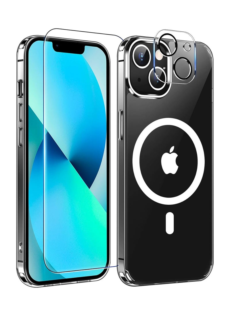 Denx - Package 3 in 1 For iPhone 13 Pro, Clear Case with Screen Protector & Lens Protector, Compatible with Magsafe, High-Grade Protection & Anti-Yellowing, Magnetic Case for iPhone 13 Pro, Transparent - Image 1