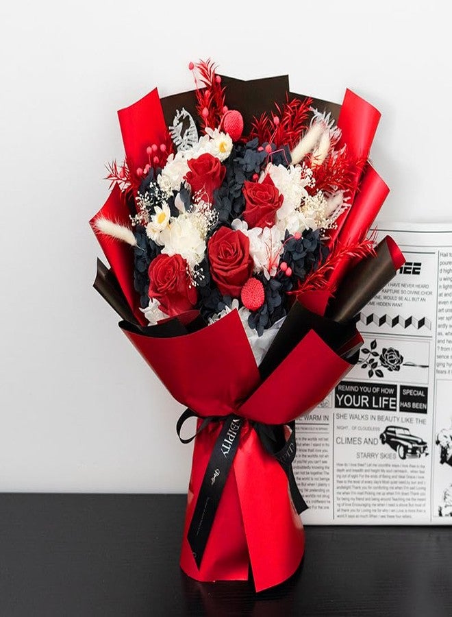 Gloreyan 20 Sheets Flower Wrapping Paper, Florist Bouquet DIY Craft Fresh Flower Bouquet Wrap Waterproof Floral Wrapping Gift Box Packaging Material Florist Supplies, 22.8 * 22.8 Inches(Red+Black) - Image 5
