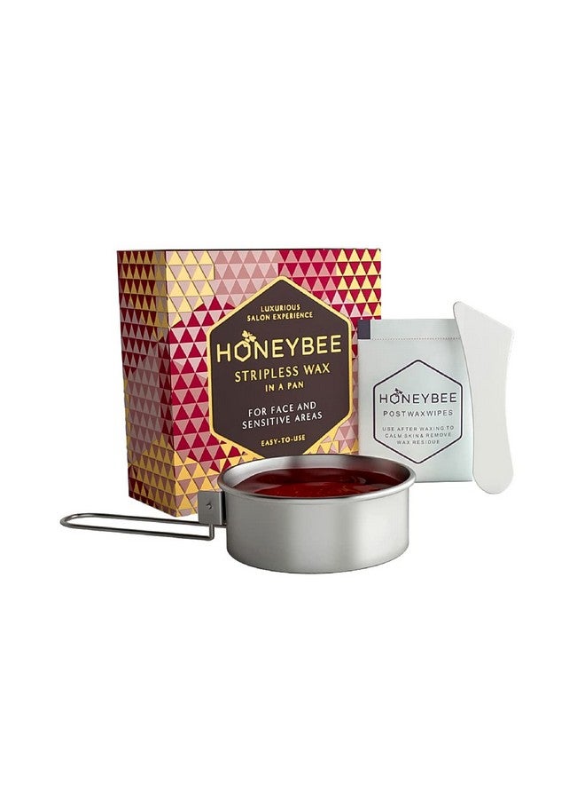 HoneyBee Stripless Katori Wax For Face|Pan Wax With Handle For Face, Upper Lip, Chin, Jaw, Underarms, Bikini And Brazilian|For All Skin Type|No-Strip Wax At Home|Post Wax Wipes|Spatula|120 Gm, Women - Image 1
