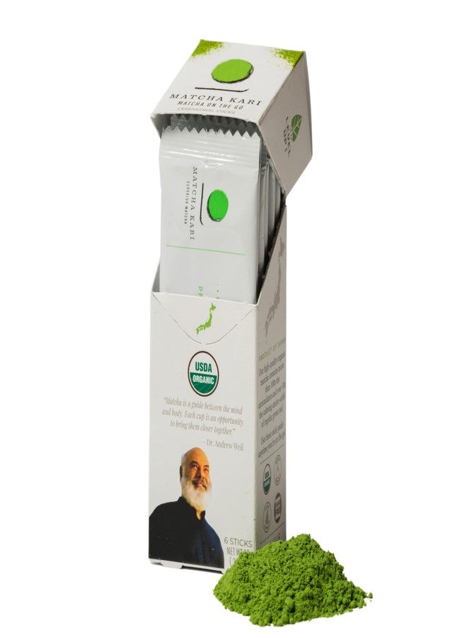 Matcha Kari Green Tea Powder Single Serving Sticks, Dr. Weil's Ceremonial Organic Powder Singles Packets - Individual Tea Packets (6) - Image 1