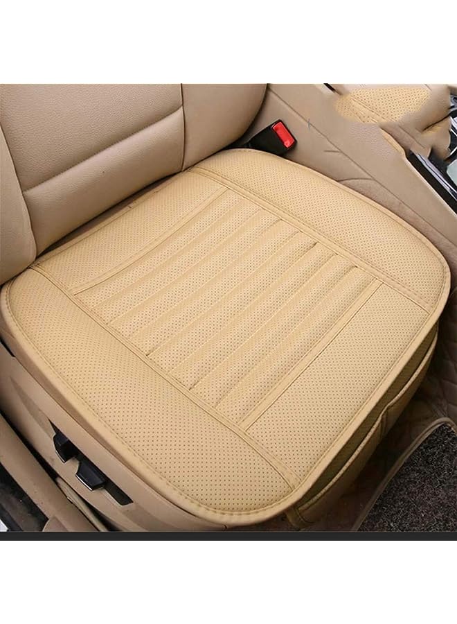 AMERTEER Breathable Car Interior Seat Cover Cushion Pad Mat for Auto Supplies Office Chair with PU Leather Four Seasons General  (Beige) - Image 1