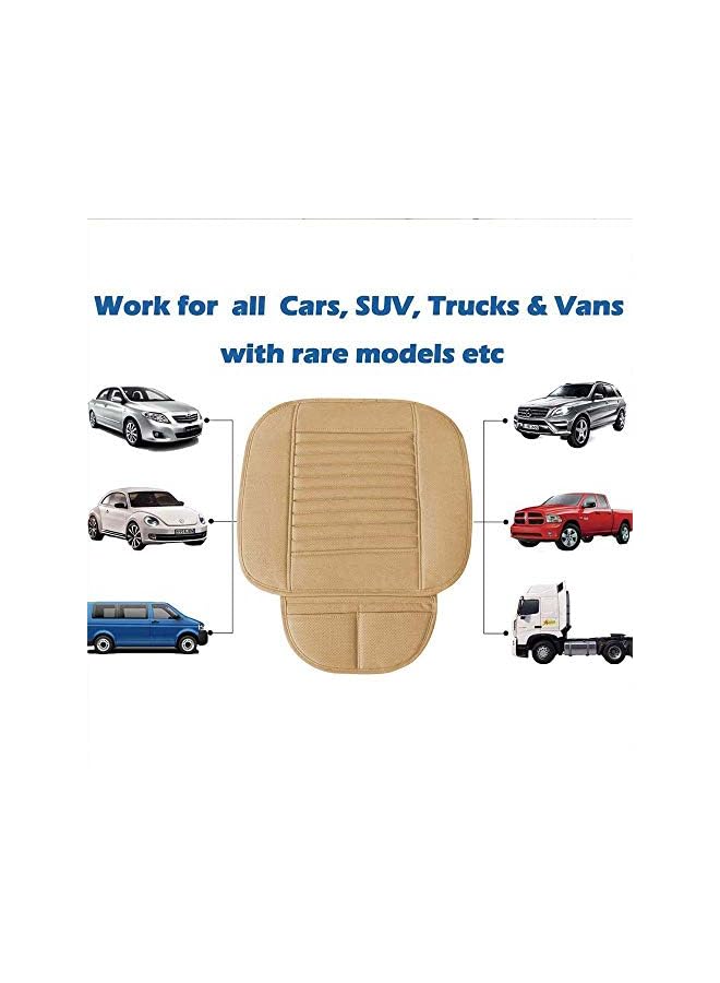 AMERTEER Breathable Car Interior Seat Cover Cushion Pad Mat for Auto Supplies Office Chair with PU Leather Four Seasons General  (Beige) - Image 2