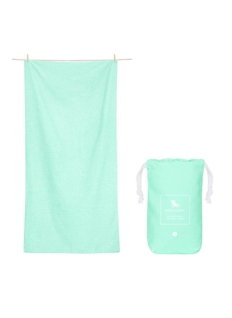 Dock & Bay Dock & Bay Beach Towel, Super Absorbent, Quick Dry, Sand Free, Compact & Lightweight, 100% Recycled Materials, Includes bag - Large (160x90cm) - RAINFOREST GREEN  - Image 1