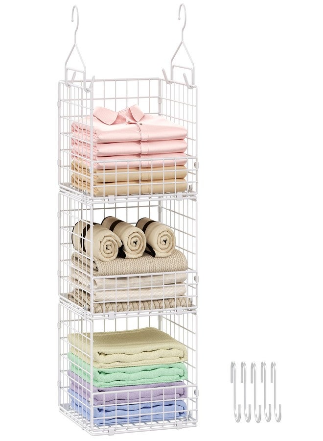 Sonyabecca 3-Tier Hanging Closet Organizer with 5 S Hooks, Closet Shelves for Clothes, Shoes, Handbags, Accessories, Hanging Basket, Closet Storage, Closet System, Closet Organizers and Storage - Image 1