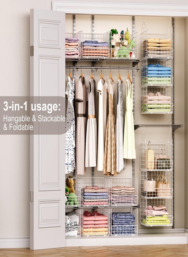 Sonyabecca 3-Tier Hanging Closet Organizer with 5 S Hooks, Closet Shelves for Clothes, Shoes, Handbags, Accessories, Hanging Basket, Closet Storage, Closet System, Closet Organizers and Storage - Image 3