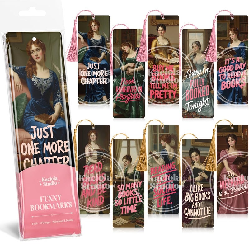Kaciola 10 Pack Classical Bookworm Bookmark, Funny Bookmarks for Women, Book Lovers, Bookish Items Gift, Cute Bookmarks for Women Students Teachers Reading - Image 1