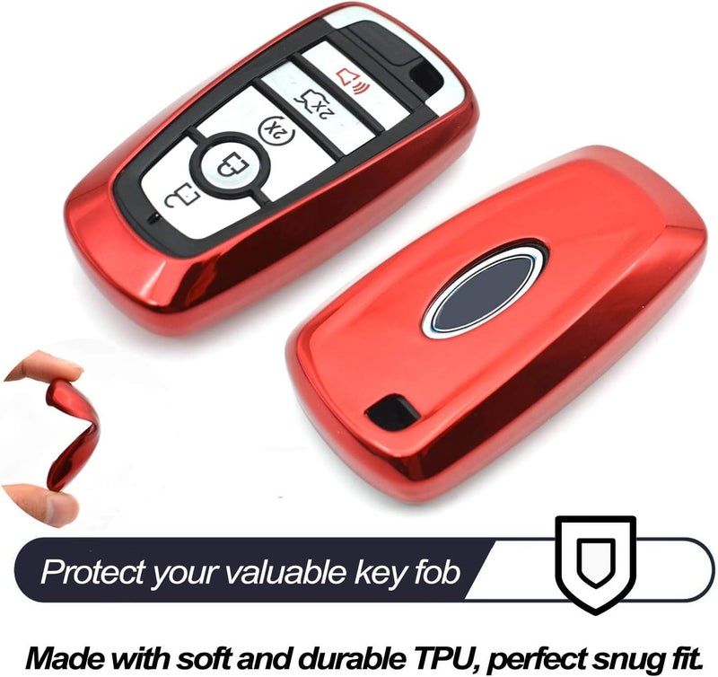 MECHCOS Fit for Ford Edge Mustang Explorer Bronco Escape Expedition Maverick F-150 Lightning F-250 F-350 F-450 F-550 Super Duty F-650 F-750 Red TPU Key Fob Cover Case Holder Protector Accessories - Image 3