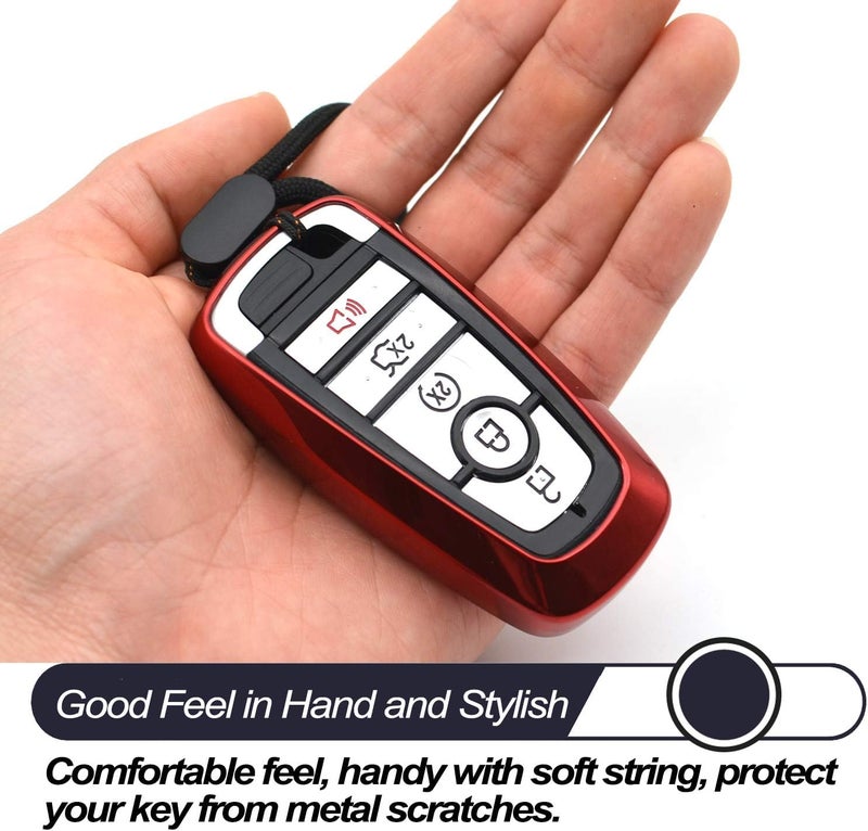 MECHCOS Fit for Ford Edge Mustang Explorer Bronco Escape Expedition Maverick F-150 Lightning F-250 F-350 F-450 F-550 Super Duty F-650 F-750 Red TPU Key Fob Cover Case Holder Protector Accessories - Image 4
