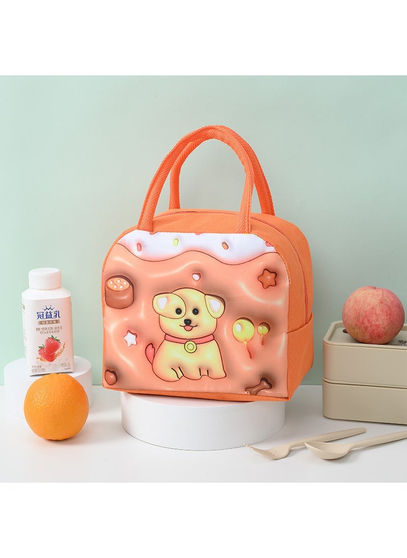 Arabest 3D Cartoon Insulation Bag Childrens Portable Insulation Bag Oxford Cloth Lunch Bag Cute Lunch Bag Student Lunch Box Bag Brown Puppy 