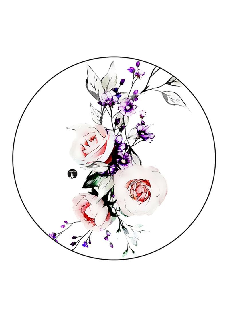 RKN Flowers Printed Fridge Magnet  Round  Multicolour - Image 1