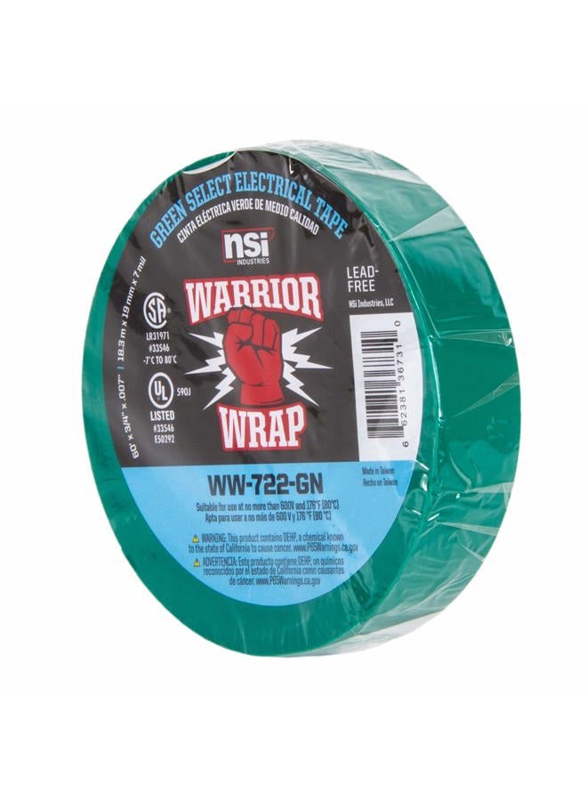 NSi Industries WarriorWrap Select 3/4 in. x 60 ft. 7 mil Vinyl Electrical Tape, Green (WW-722-GN) - Image 3