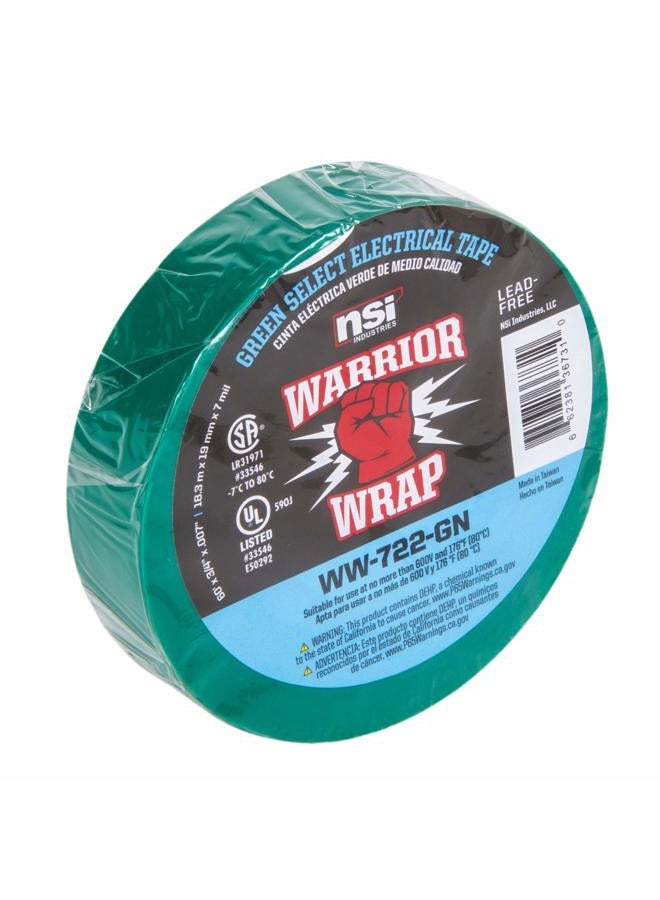 NSi Industries WarriorWrap Select 3/4 in. x 60 ft. 7 mil Vinyl Electrical Tape, Green (WW-722-GN) - Image 4