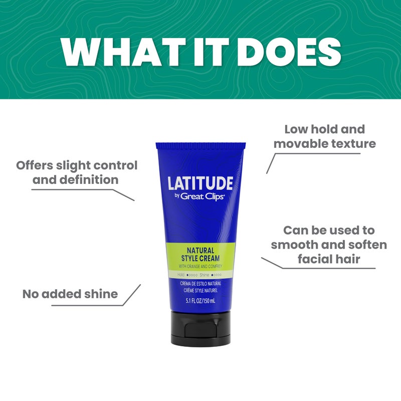 GREAT CLIPS LATITUDE Natural Style Cream | Hair Gel for Men | Low Hold + Low Shine | 5.1oz - Image 2