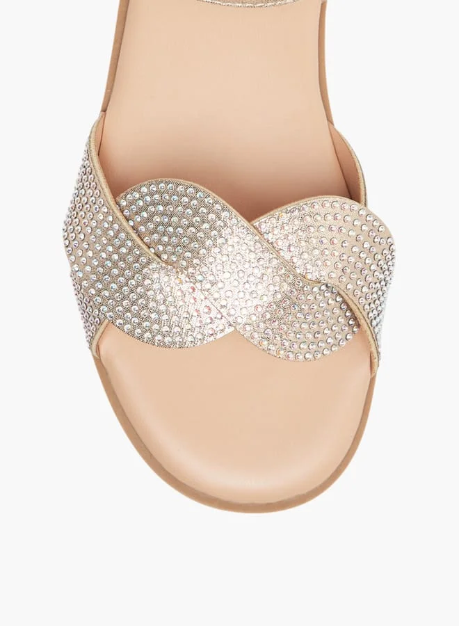 Flora Bella By Shoexpress Girls Studded Strap Sandals With Hook And Loop Closure
