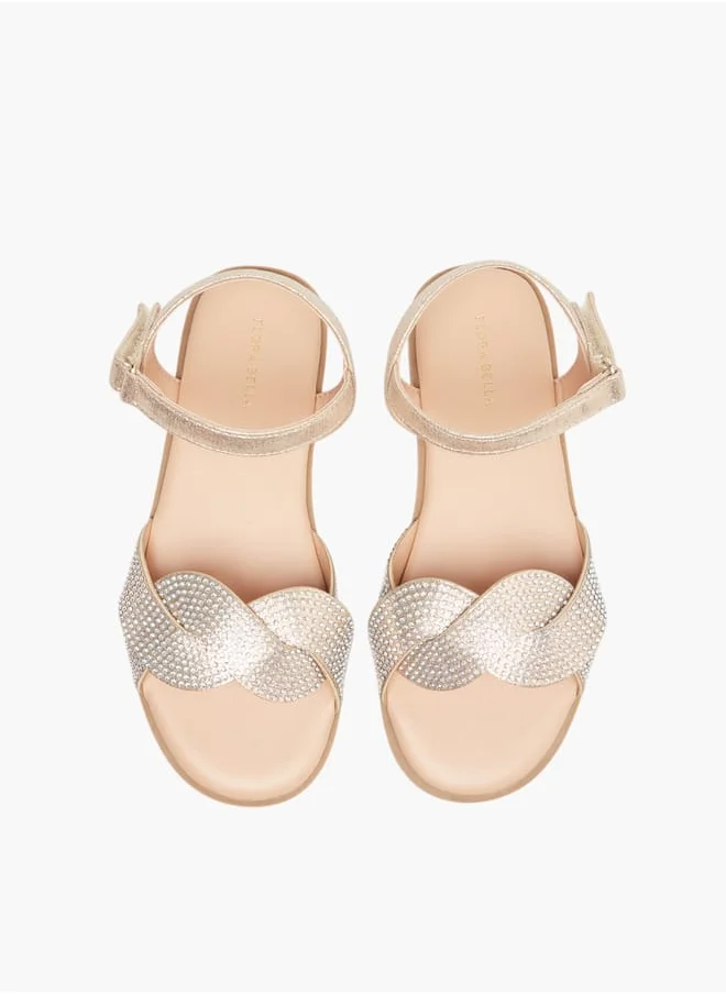 Flora Bella By Shoexpress Girls Studded Strap Sandals With Hook And Loop Closure Ramadan Collection