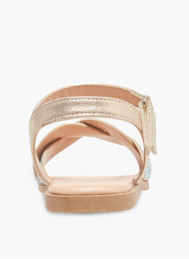 Flora Bella By Shoexpress Girls Studded Strap Sandals With Hook And Loop Closure  - Image 4