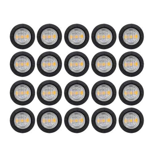 TMH (Pack of 20 3/4 Inch Mount Clear Lens Amber LED Clearance Bullet Marker Lights, Side LED Marker Lights for Trailer Truck RV Car Bus Van - Image 1