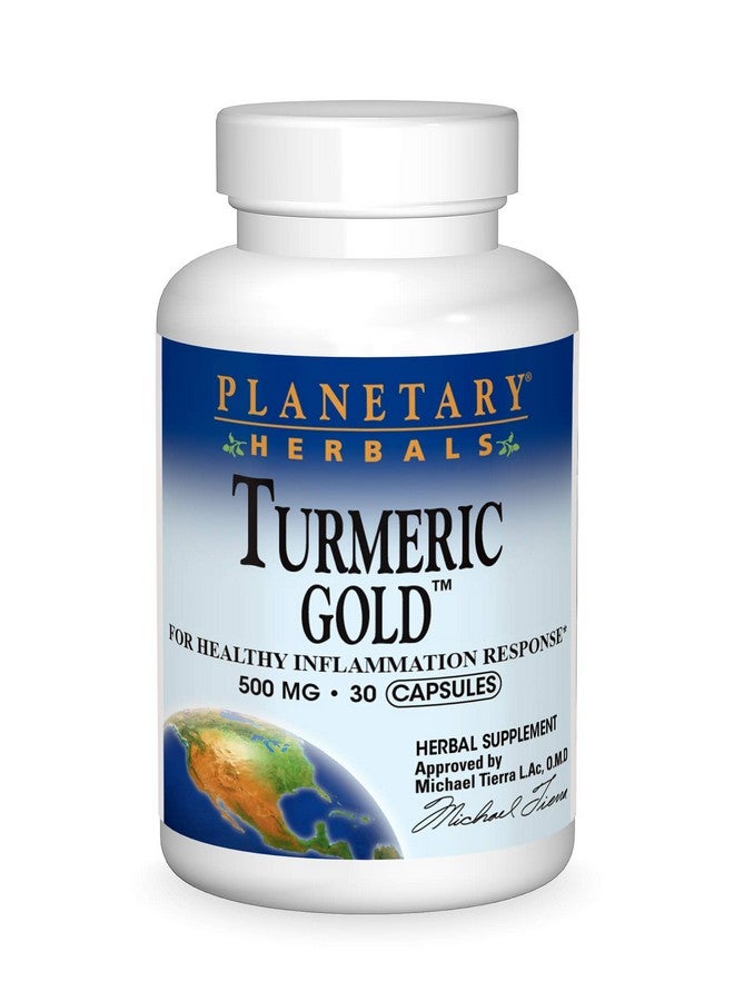 Planetary Herbals Turmeric Gold 500mg, for Healthy Inflammation Response, 30 Capsules - Image 1