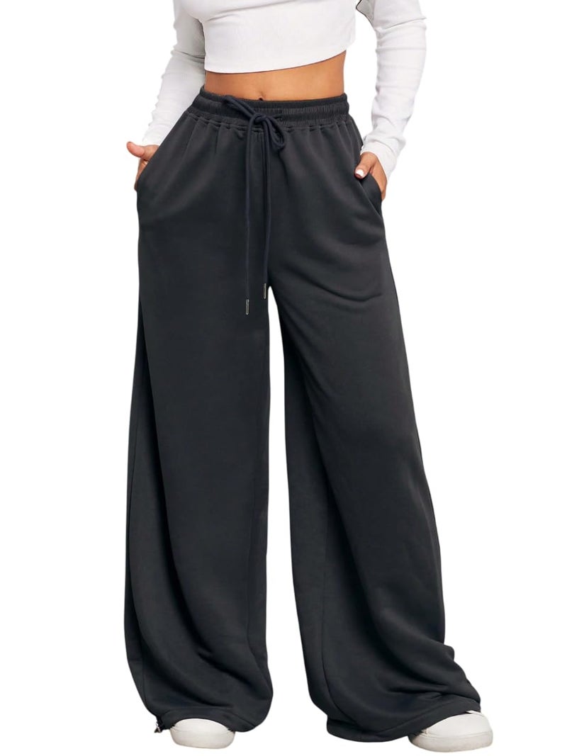 PROGENY Loose Open Bottom Joggers/Loose Soft Casual Lowers/Casual Extra Open Bottom Lower Cotton for WomenII Open Bottom IIWmn-180125rE4Black 28 - Image 1