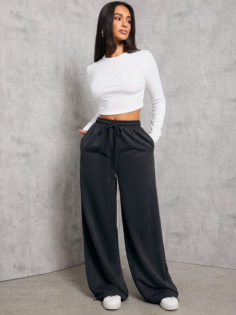 PROGENY Loose Open Bottom Joggers/Loose Soft Casual Lowers/Casual Extra Open Bottom Lower Cotton for WomenII Open Bottom IIWmn-180125rE4Black 28 - Image 5